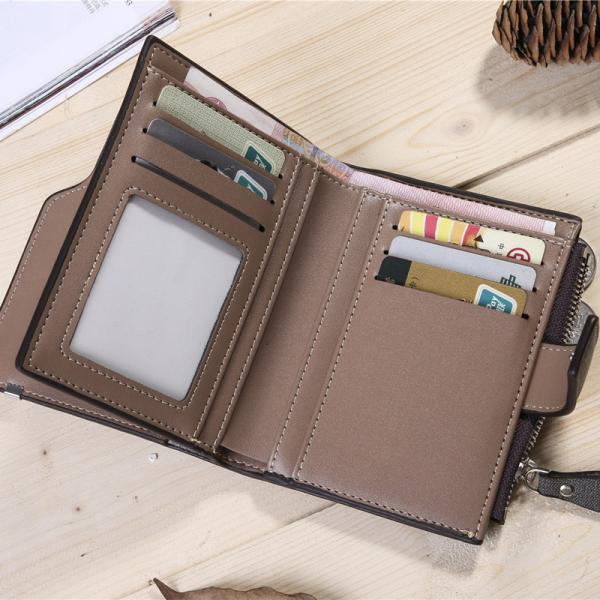 Men's 2023 Custom Logo Multi-card Short Wallet with Zipper and Anti-Theft Design