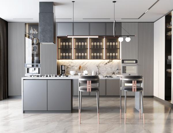 Minimalist Modern Kitchen Cabinet Classic Style With Artificial Stone Countertop