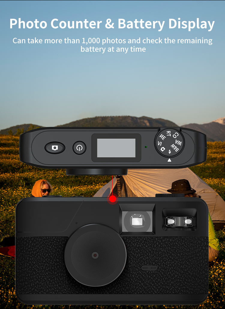 Retro Screenless Digital Camera Screen-free 8 Mode Filters Without Screen 8MP Photo with Photo Counter LED Flash Camping Camera