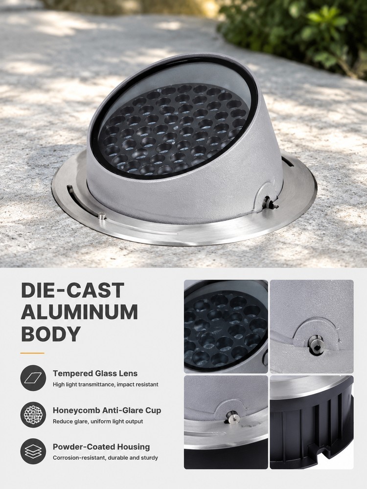 Semi Recessed LED Inground Tree Uplight DMX512 RGBW IP65 DC24V Landscape Tree Lighting
