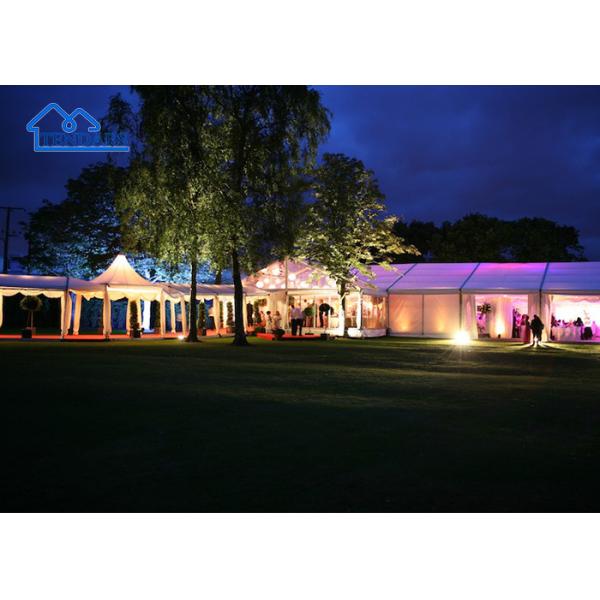 Fire-Retardant Holiday Party Marquee Tents Reinforced Alloy Frame White Elegant PVC Premium Canopy Structure