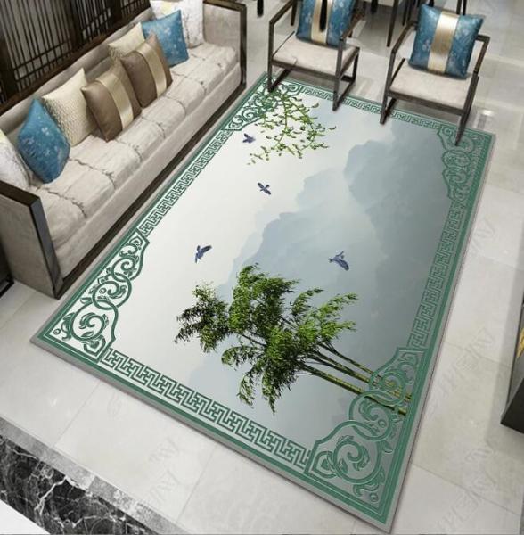 Washable Polyester Fiber Classic Bedroom Floor Carpets Rectangle Living Room Floor Carpets
