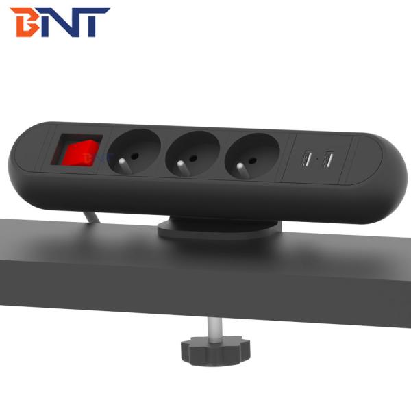 French power movable multimedia office clamp on desk edge socket with bracket