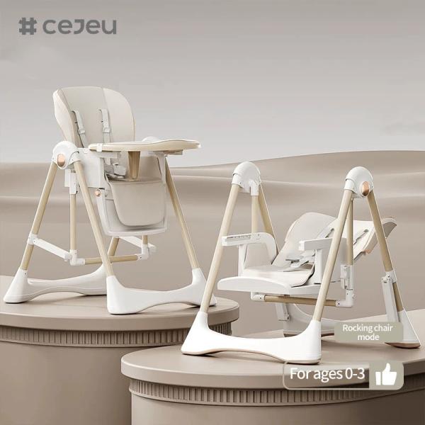 CJ-28,2 в 1+PP+Swing,Grey/White/Pink/Brown,четыре цвета,Packing size 64*31*57cm,Надежный и безопасный детский высокий стул
