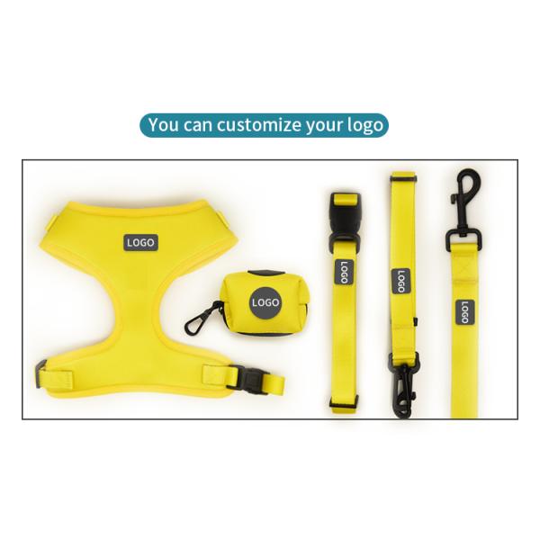 Polyester Leopardo Impresión Arnés de mascotas Conjuntos de logotipo de collar ajustable correa de malla Arnés para perros