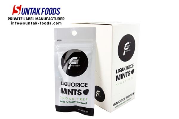 18.2g Liquorice Flavor Sugar Free Mint Candy With Natural Color For Kids