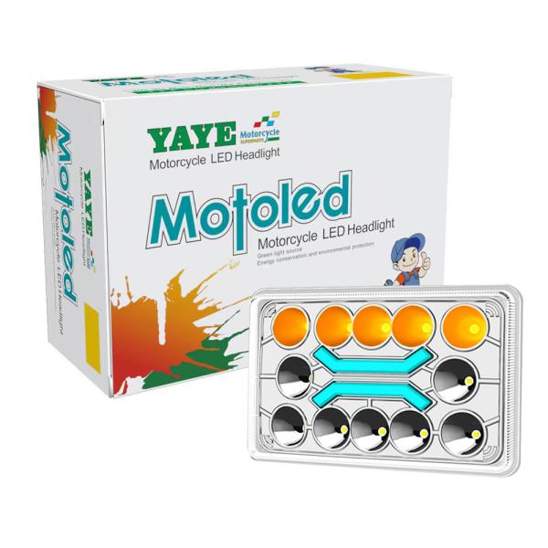 DC12V Cg125 125cc Double couleur Blanc Amber Glass Lampshade phares LED 4x6 pouces