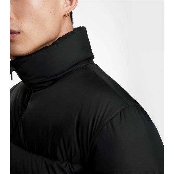 Custom Mens Black Polyester Outdoor Puffer Jacket for Winter