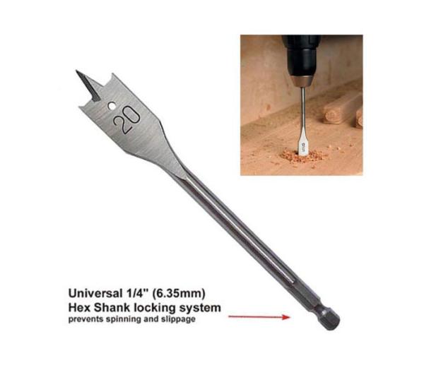 Extra Long Hex Shank Spade Wood Drill Bits 6-40mm