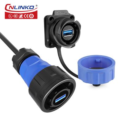Cnlinko Connector Supplier YM24 USB 3.0 Panel Mount Data Connector IP67 Waterproof USB Connector