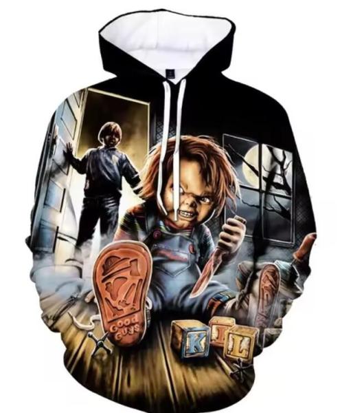Chucky Printed Oversize Hoodie Men Horror Movie 3D Printed Hoodies