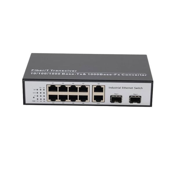 Commercial SFP Fiber Switch 10 RJ45 Ports Gigabit Ethernet Copper To Fiber Media Converter