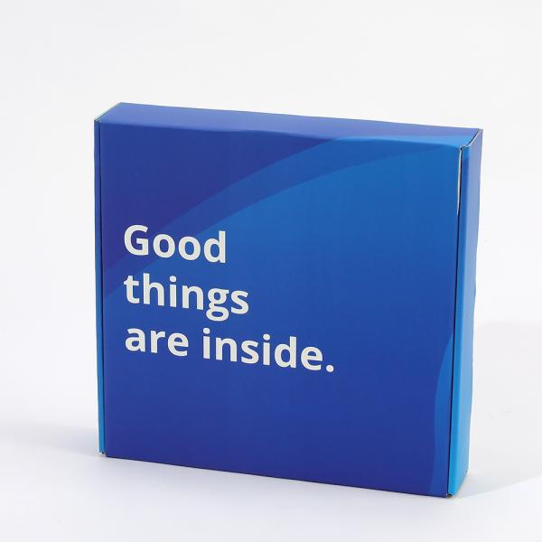 Logotipo personalizado de tres capas endurecido reciclable azul corrugado caja de correo de suscripción cajas