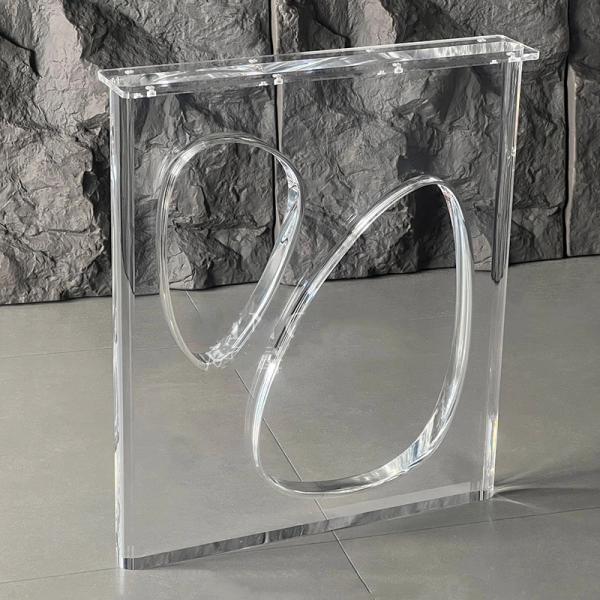 Custom T Shape Clear Acrylic Furniture Legs Plexiglass Acrylic Dinning Table Leg