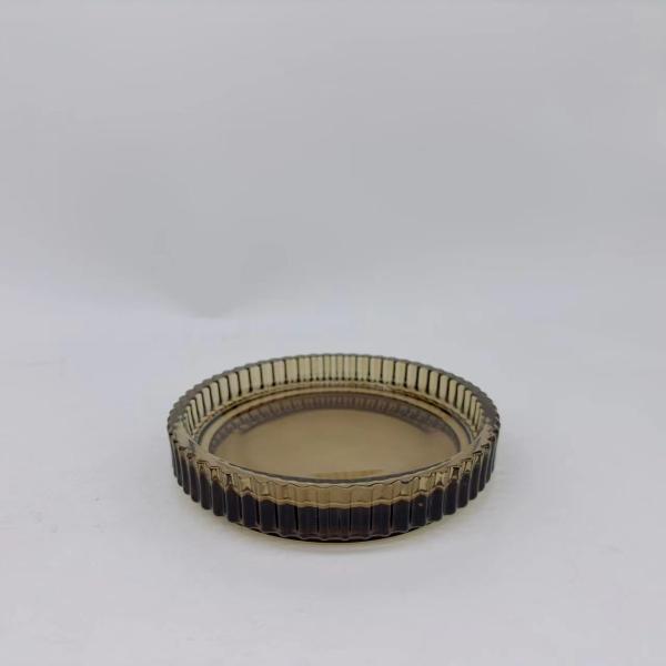 Chilli y vidrio marrón Accesorios de baño de forma redonda con banda vertical con costillas portabotellas de jabón para manos