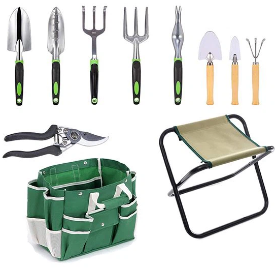 9 Piece Specialty Lady Garden Tool Set Heavy Duty Flower Design Garden Tool Set Gardening Tool With Bag