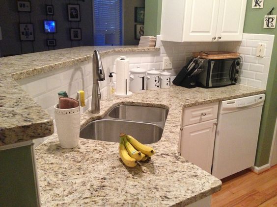 Giallo Sf Real Solid Granite Worktops For Kitchen / Bathroom White Color