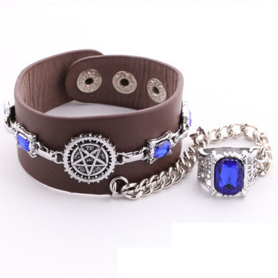 Kuroshitsuji eagle logo punk band with hand ring bracelet cartoon suit contract