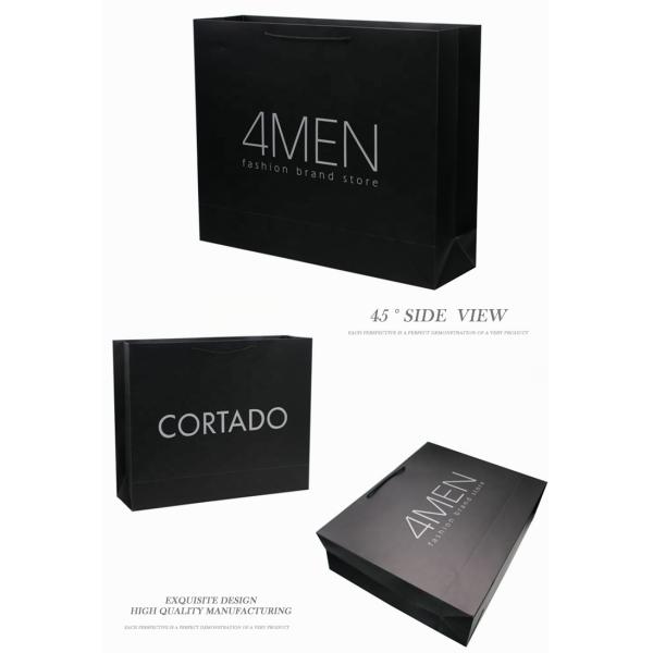 Custom Matt Lamination Luxury Black Packaging Paper Bags For Clothes Packaging