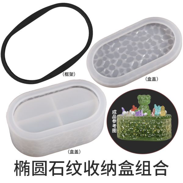 DIY Resin Diamond Storage Box Mould Rectangular Oval Hexagonal Stackable Storage Jar Silicone Mold