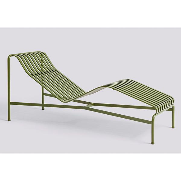 Outdoor Metal Chaise Lounger and Side Table Set for Relaxation L164.5 x W65.5 x H70cm