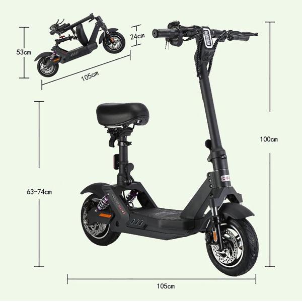 Lithium Battery 48V Electric Motorcycle Scooter 50KM Range E Scooter For Adult