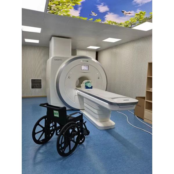 Non Magnetic Wheelchair with Non Magnetic Rubber Wheels 65 cm Width and Manual Push-to-lock Brakes for MRI Rooms