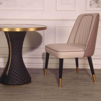 Hotel Solid Wood Back Chair PU High Elastic Sponge Padded Dining Room Chairs