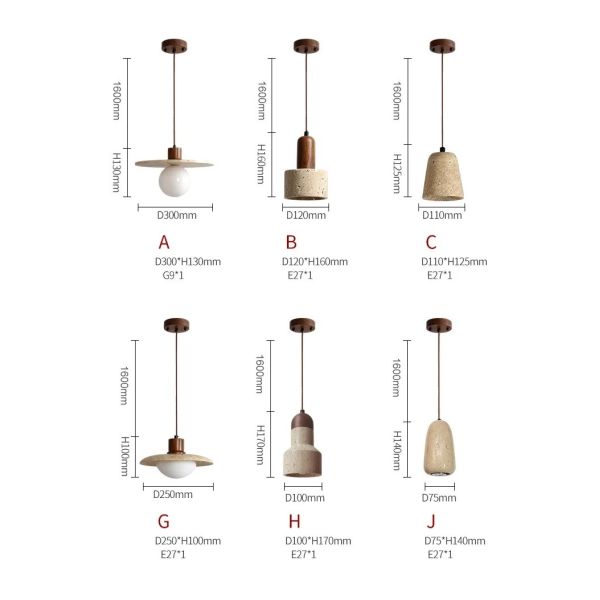 Wabi Sabi Pendant Light Designer Retro Stone Light Bedroom Bedside Dining Lights（WH-AP-676）