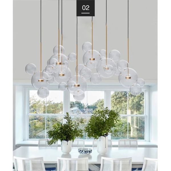 Modern Clear Glass Pendant Light Living Room Bubble Glass Hanging Lamp (WH-AP-670)