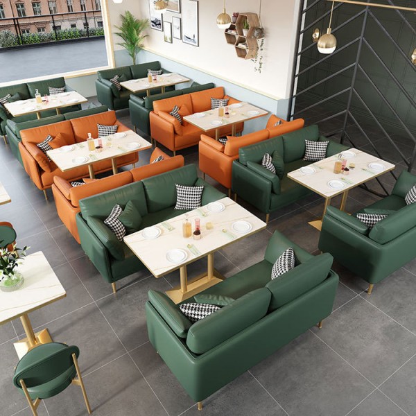 Modern Comfortable Durable Leisure Leather Sofa Set for Restaurant Cafe and Hotel Easy to Clean