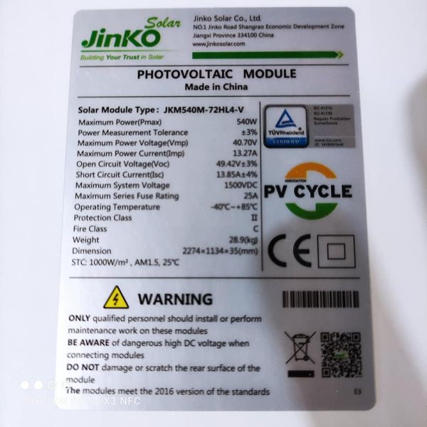 Jinko 550W-570W Solar Panel 144 Cells Jinko Tiger Pro PV Module for PV System Complete Jinko Mono Solar Panel