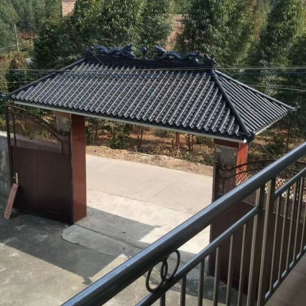 Double-side Plastic Roof Tile Panels Lightweight PP Roofing Material in Traditional Chinese Design