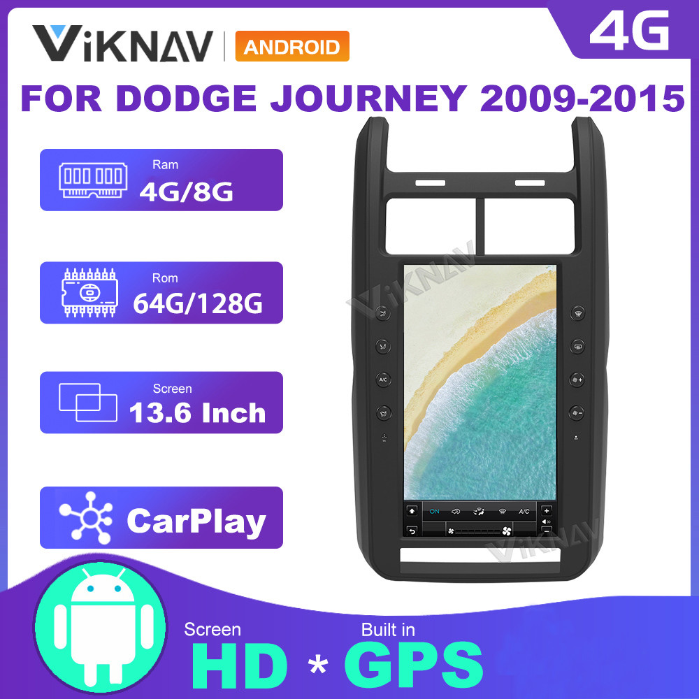 VIKNAV 13,6-дюймовая автомагнитола для Dodge Journey 2009-2015 Android, беспроводной Carplay, головное устройство, стерео