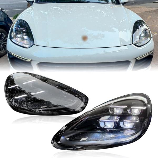 Upgrade To 2024 Blackened LED Headlights For 2011-2018 Porsche Cayenne 958.1 And 958.2