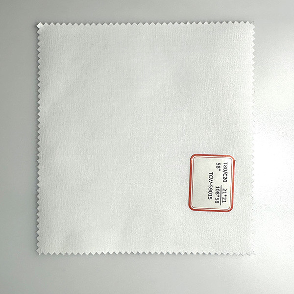 White Polyester Cotton TC Fabric 21*21 108*58 Bleached Fabric