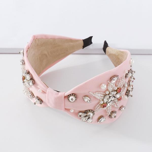 Fashion heavy beaded diamond-encrusted headbands light luxury headwear rice bead wide edge headbands