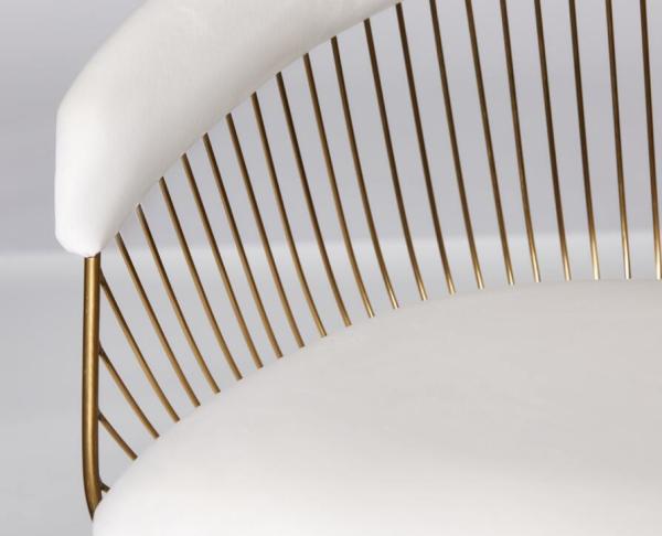 White Velvet Fabric Living Room Couches With Polished Brass Metal Bas