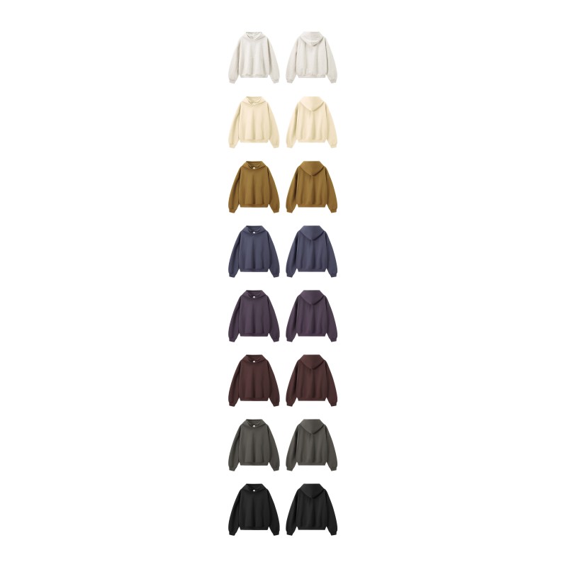 Boxy Cropped Hoodie, 380G Loose Fit Men’s Long Sleeve Hooded Sweatshirt with Pockets | OEM & ODM Supported, Custom Logo, Fabric & Color Available