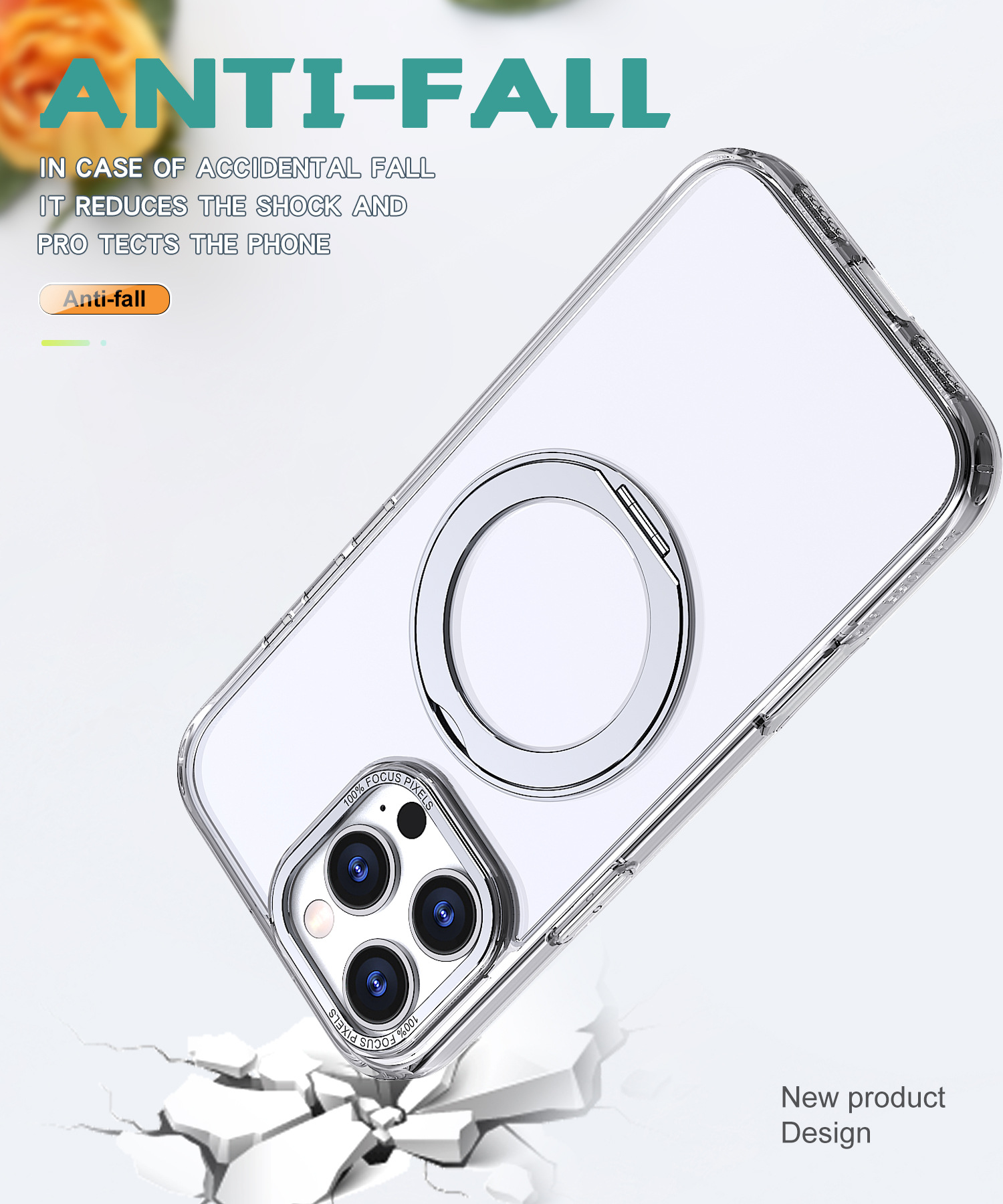 New Pivot Point Phone Case Magnetic Rotating Transparent Stand Glitter Case for IPhone16 Pro Max