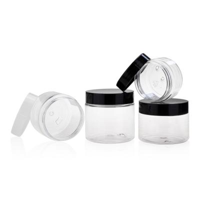 Frascos claros do empacotamento plástico de 150ml 5oz em volta da forma com a tampa preta branca