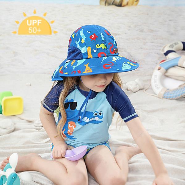 Pantone Color Childrens Bucket Hats 48cm Striped Flip Up Brim