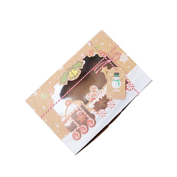 Подарочная коробка с рождественскими пончиками и печеньками с прозрачным окном