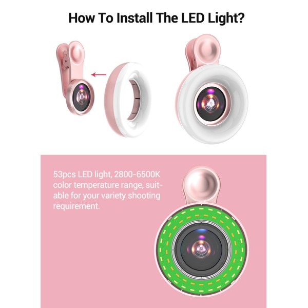 Customized Phone Camera Lens 15x Magnification Macro Lens With LED Light And 3 Stops Adjustment