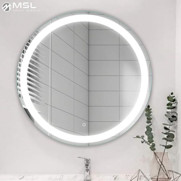 Warm White LED Round Bathroom Mirror 800*600mm Touch Screen LED Mirror IP44