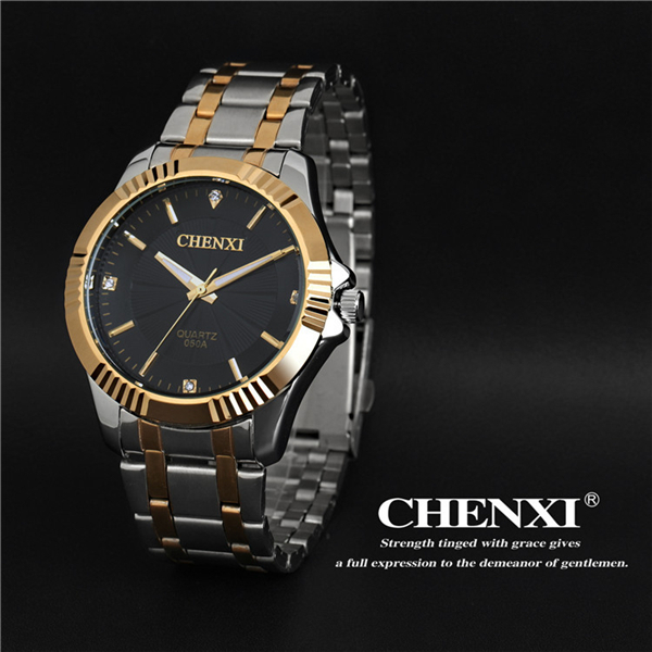 Day&Date Display Watch with Calenda Golden Color Cool Business Man's Watch Stainless Steel