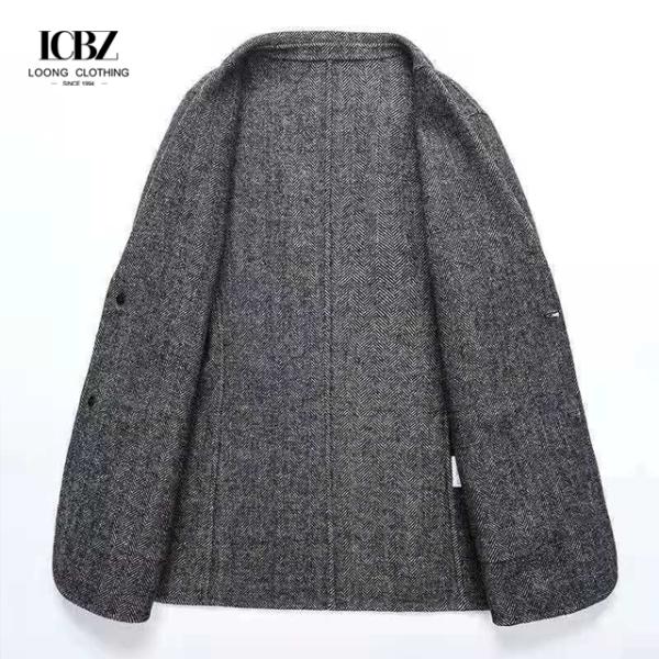 Кожаное кашемирное пальто для мужчин осенью и зимой двусторонний плакат