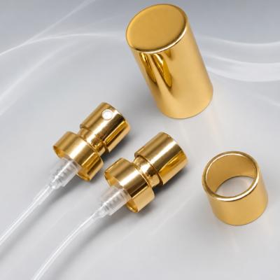 Luxury Aluminum Perfume Spray Pump with 21mm Gold Decorative Cap for Premium Fragrance Packaging