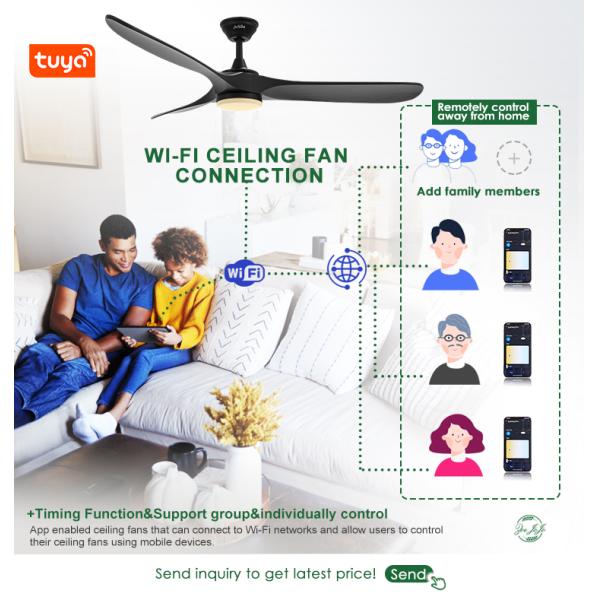 Ventilador de teto LED com luz 1stshine Interior Preto Madeira Sólida DC Motor silencioso Remote