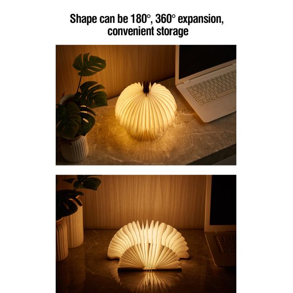 Wooden Foldable LED Table Mushroom Paper Lantern Small Reading Light